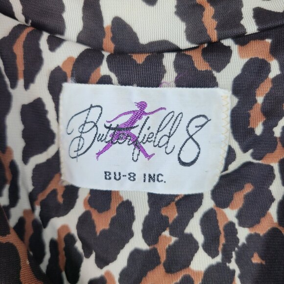 Vintage Housecoat Robe Small Medium pockets Long 1/2 Zip Up Cheetah Leopard FLAW - Picture 9 of 9